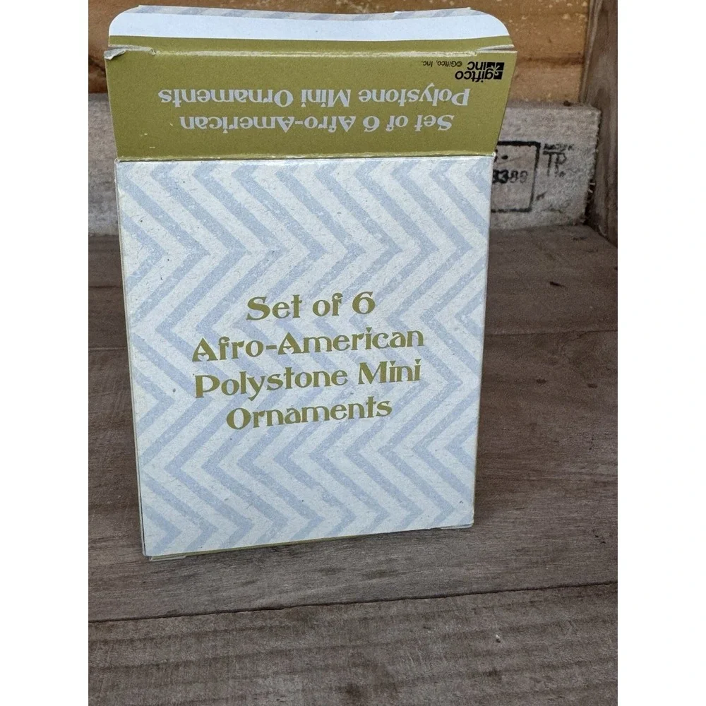 Gift Co. Set Of 6 Afro American Polystone‎ Mini Ornaments, Vintage